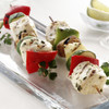 Alaska halibut chunks skewered with red & green peppers and zucchini.