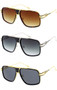 Metal Neutral Colored Lens Square Aviator  Sunglasses 57mm