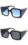 Glam Square Semi-Rimless Chunky Arm Oversize  Sunglasses
