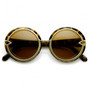 Womens Oversize Metal Trim High Fashion Round Sunglasses