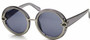 Womens Oversize Metal Trim High Fashion Round Sunglasses