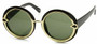 Womens Oversize Metal Trim High Fashion Round Sunglasses