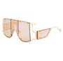 46215 Metal Rivet Eyewear Oversized Mirror Square Sunglasses