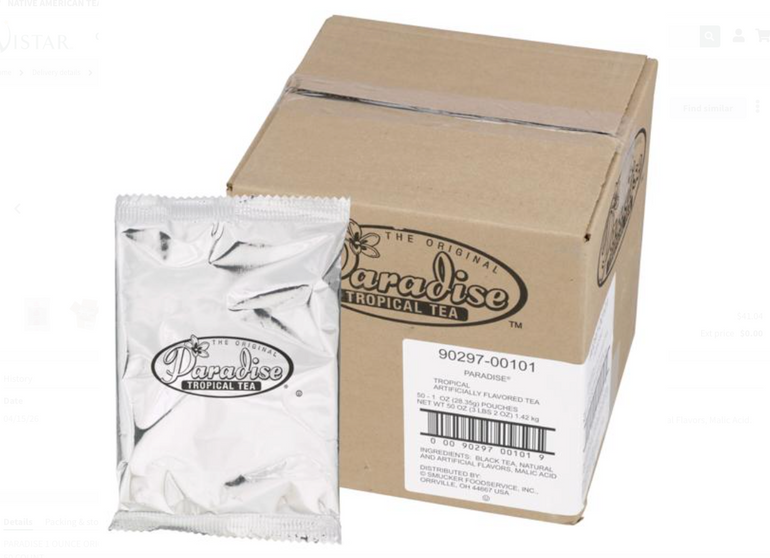 Paradise Original Tropical Iced Tea 1 oz Tea Bags - 10 Count Box