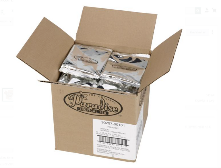 Paradise Original Tropical Iced Tea 1 oz Tea Bags - 10 Count Box