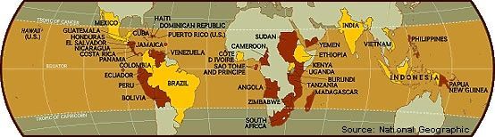 Coffee Origins map