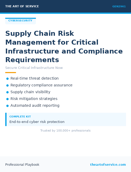 GEN2961 Supply Chain Risk Management for Critical Infrastructure and ...