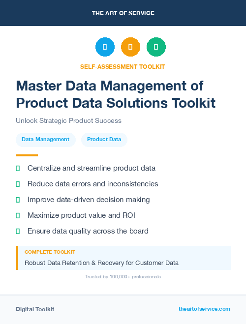 Master Data Management of Product Data Solutions Toolkit