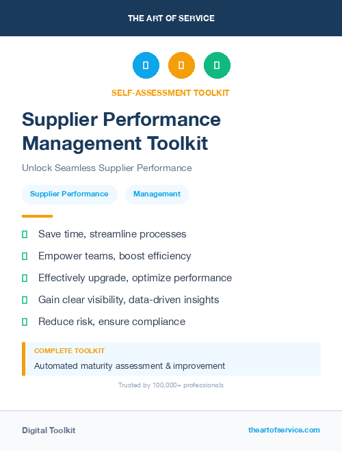 Supplier Performance Management Toolkit