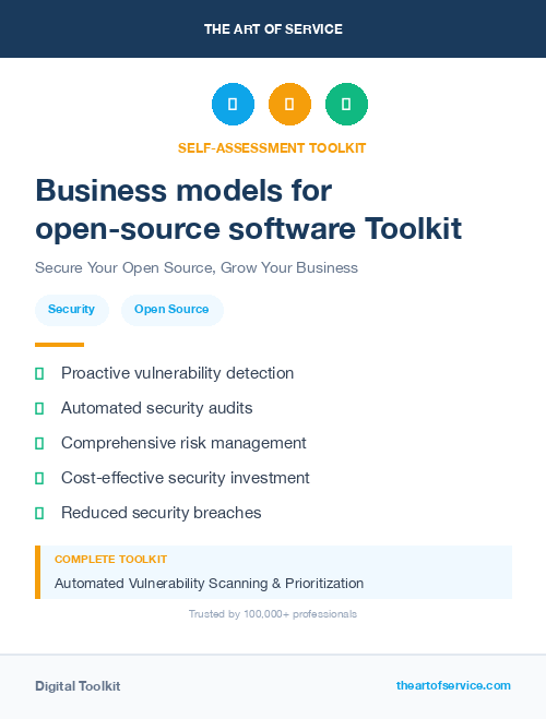 Business models for open-source software Toolkit