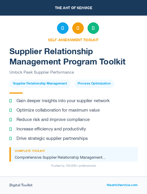 Supplier Relationship Management Program Toolkit