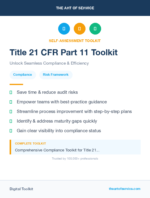 Title 21 CFR Part 11 Toolkit