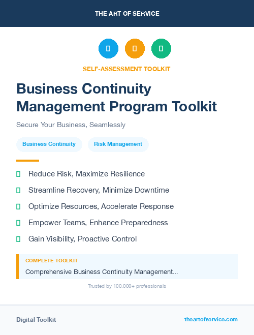 Business Continuity Management Program Toolkit