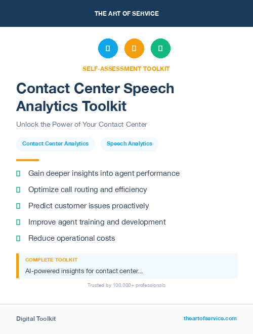 Contact Center Speech Analytics Toolkit