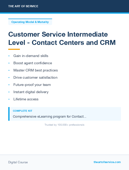 Customer Service Intermediate Level - Contact Centers and CRM