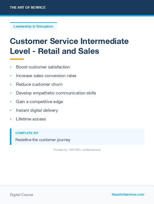 Customer Service Intermediate Level - Retail and Sales
