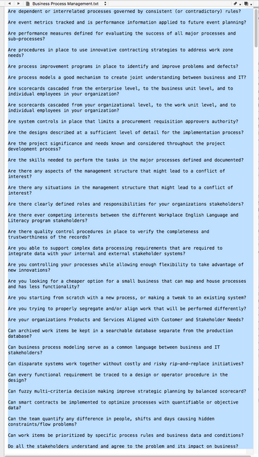 Business Process Management Standard Requirements