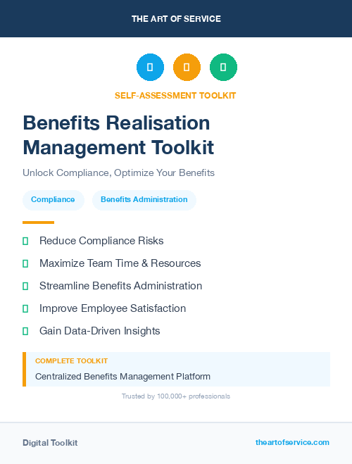 Benefits Realisation Management Toolkit