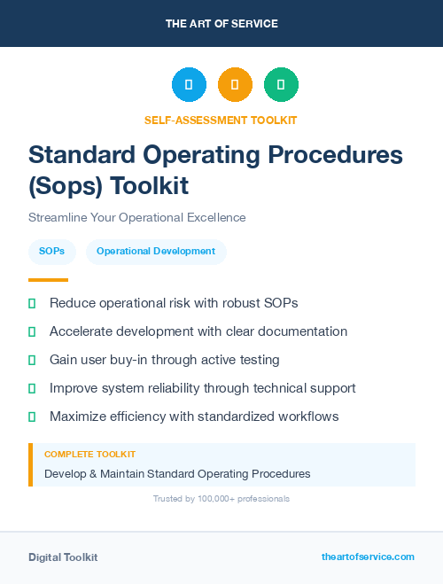 Standard Operating Procedures (Sops) Toolkit
