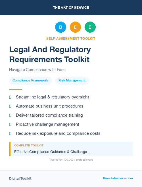 Legal And Regulatory Requirements Toolkit