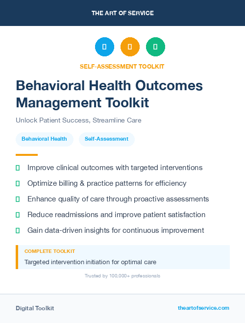 Behavioral Health Outcomes Management Toolkit