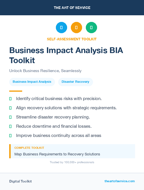 Business Impact Analysis BIA Toolkit
