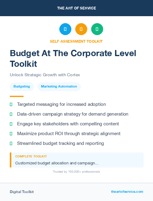 Budget At The Corporate Level Toolkit
