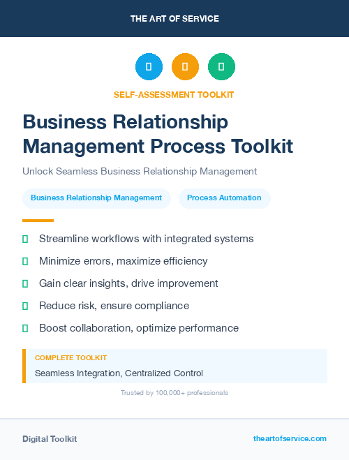 Business Relationship Management Process Toolkit