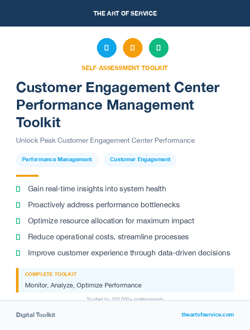 Customer Engagement Center Performance Management Toolkit