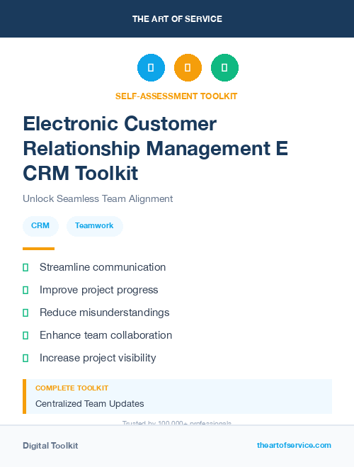Electronic Customer Relationship Management E CRM Toolkit