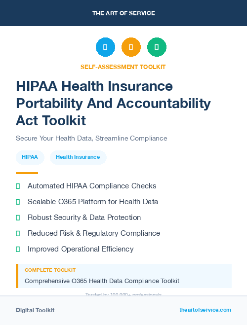 HIPAA Health Insurance Portability And Accountability Act Toolkit