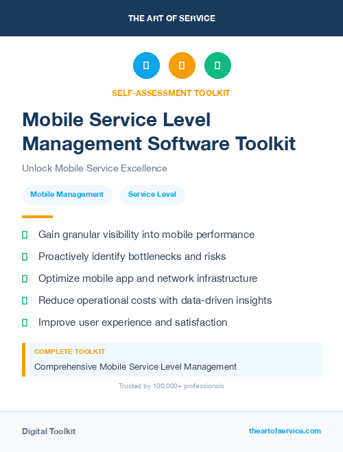 Mobile Service Level Management Software Toolkit
