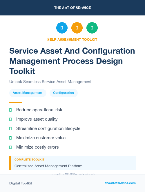 Service Asset And Configuration Management Process Design Toolkit