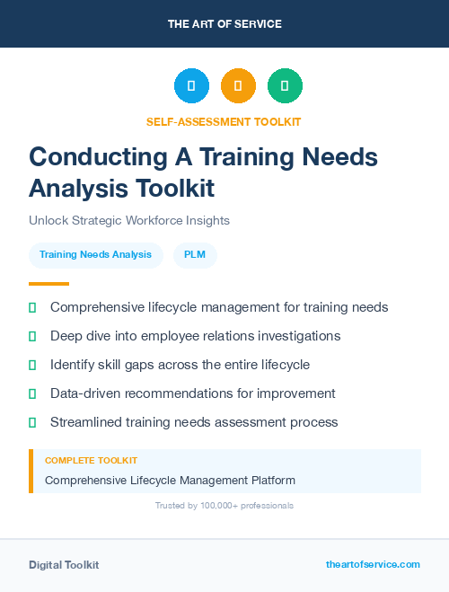 Conducting A Training Needs Analysis Toolkit