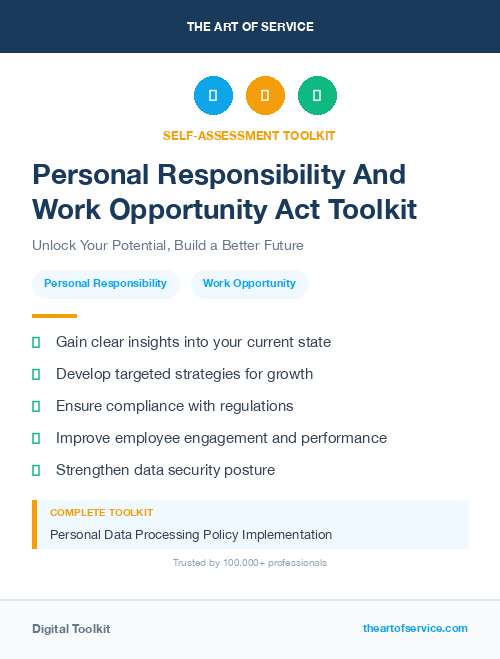 Personal Responsibility And Work Opportunity Act Toolkit