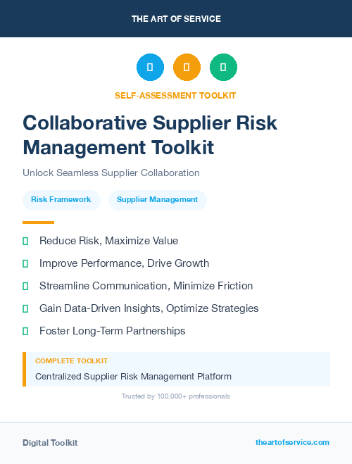 Collaborative Supplier Risk Management Toolkit