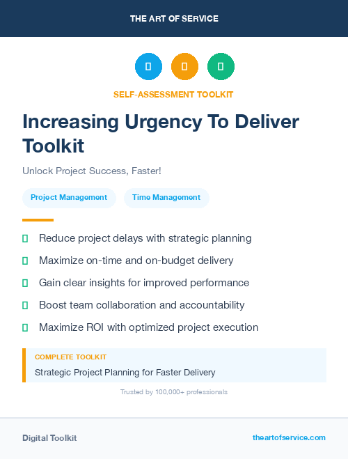 Increasing Urgency To Deliver Toolkit