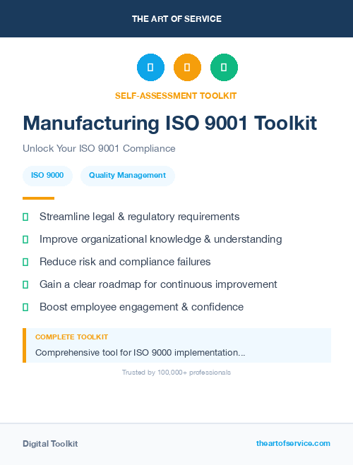 Manufacturing ISO 9001 Toolkit