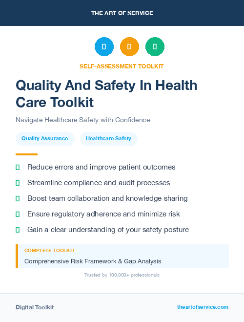 Quality And Safety In Health Care Toolkit