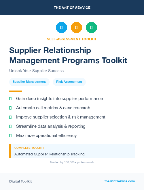 Supplier Relationship Management Programs Toolkit