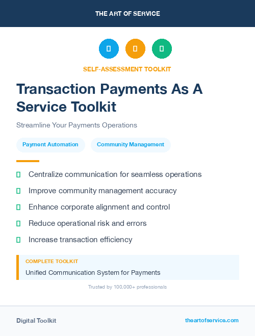 Transaction Payments As A Service Toolkit