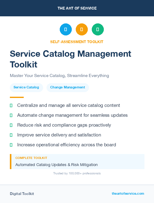 Service Catalog Management Toolkit