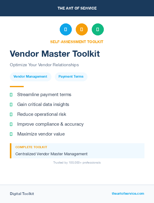 Vendor Master Toolkit