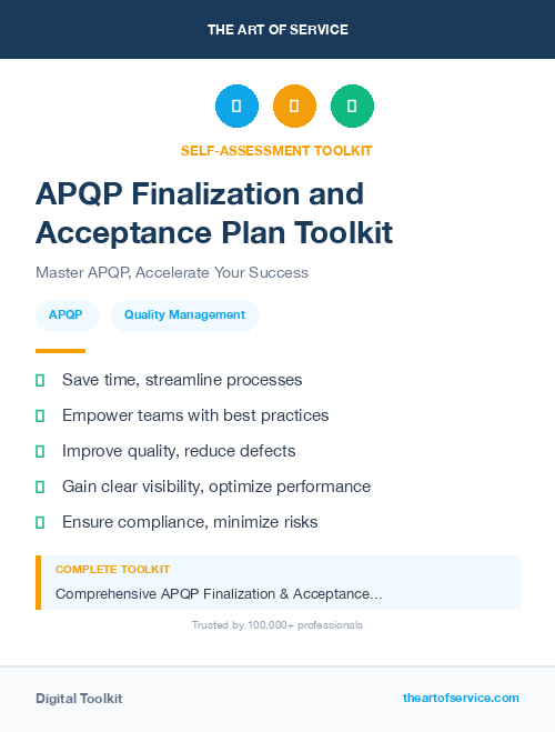 APQP Finalization and Acceptance Plan Toolkit