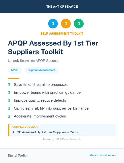 APQP Assessed By 1st Tier Suppliers Toolkit