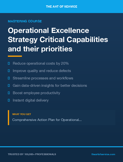 Operational Excellence Strategy Critical Capabilities and their priorities