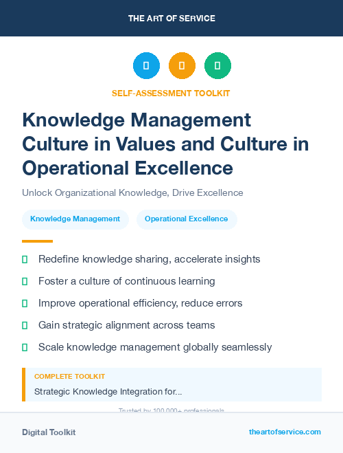 Knowledge Management Culture in Values and Culture in Operational Excellence
