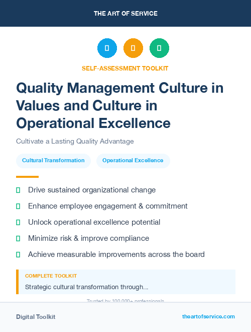 Quality Management Culture in Values and Culture in Operational Excellence