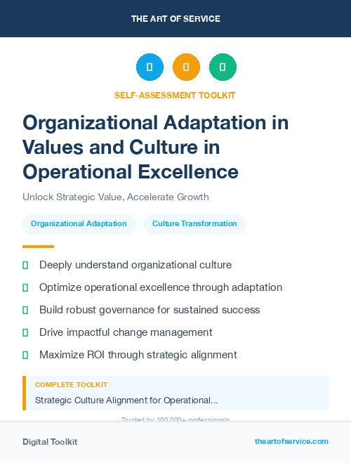 Organizational Adaptation in Values and Culture in Operational Excellence