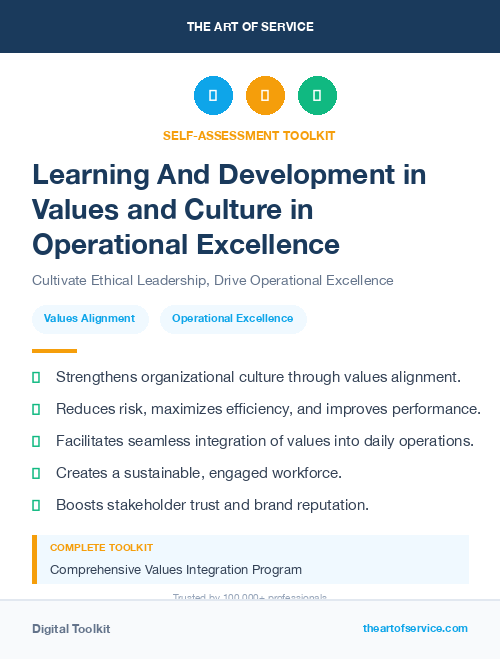Learning And Development in Values and Culture in Operational Excellence